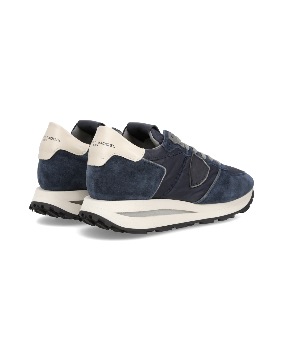 Sneakers Philippe Model Tropez Haute Low TKLU N006 Blu - Vista posteriore con talloncino a contrasto