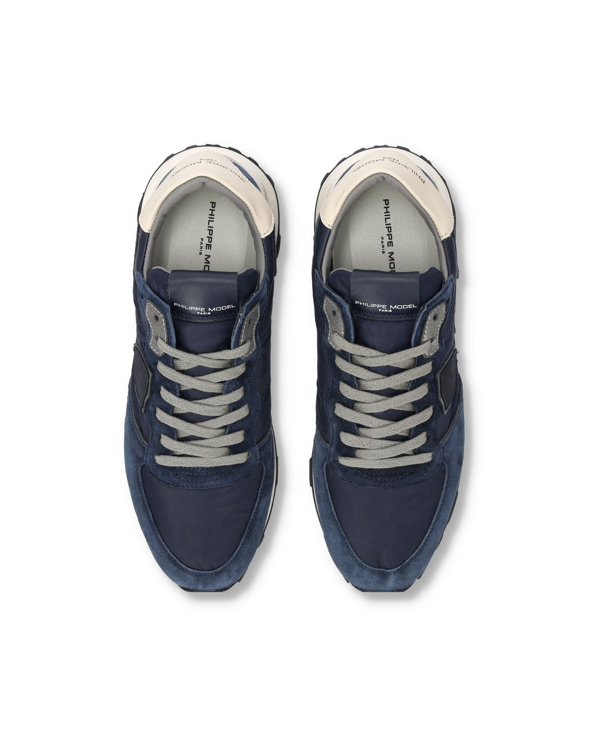 Sneakers Philippe Model Tropez Haute Low TKLU N006 Blu - Dettaglio laterale e scudetto