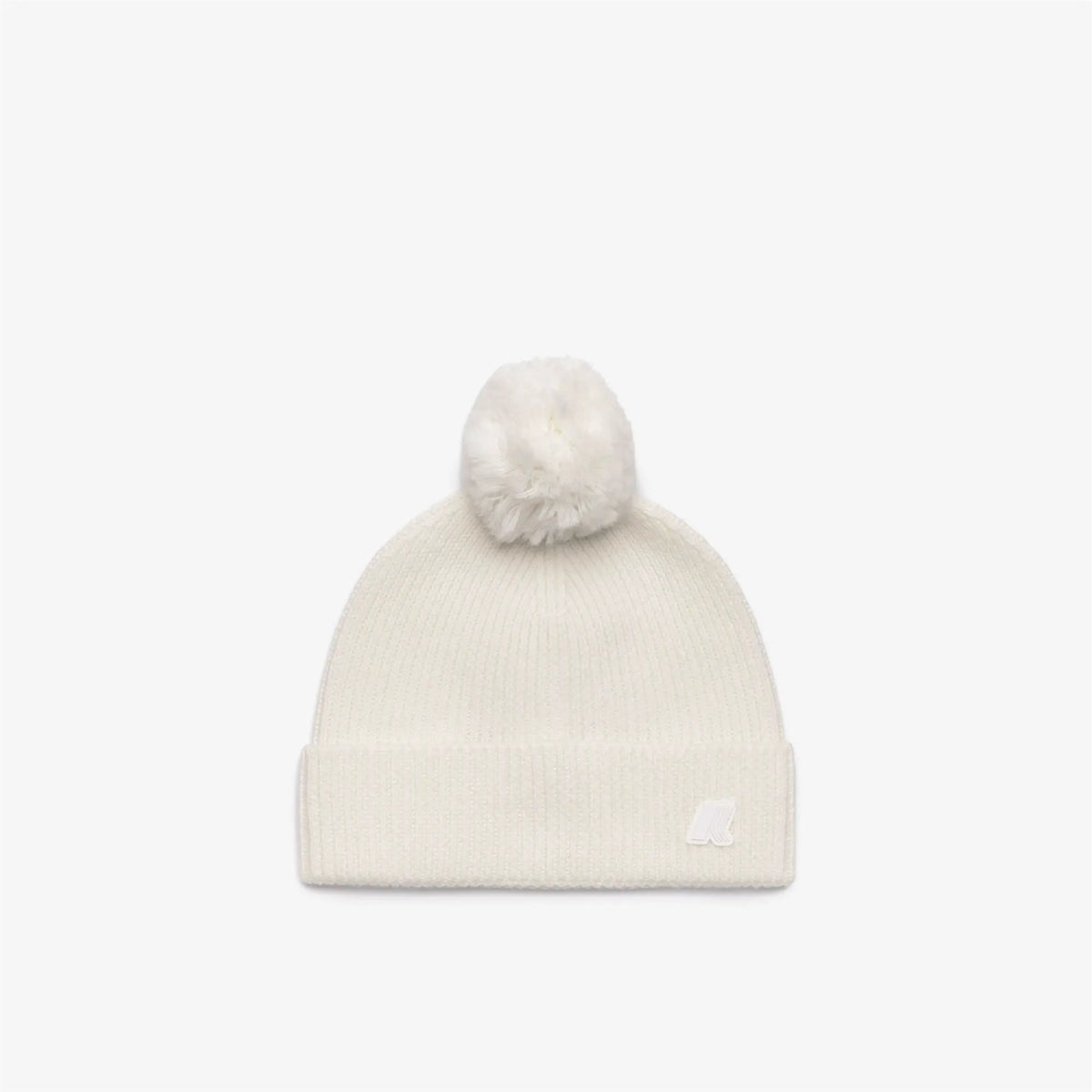 K-Way Vincienne Cardigan Stitch Wool beanie, colore White Natural (490) vista laterale