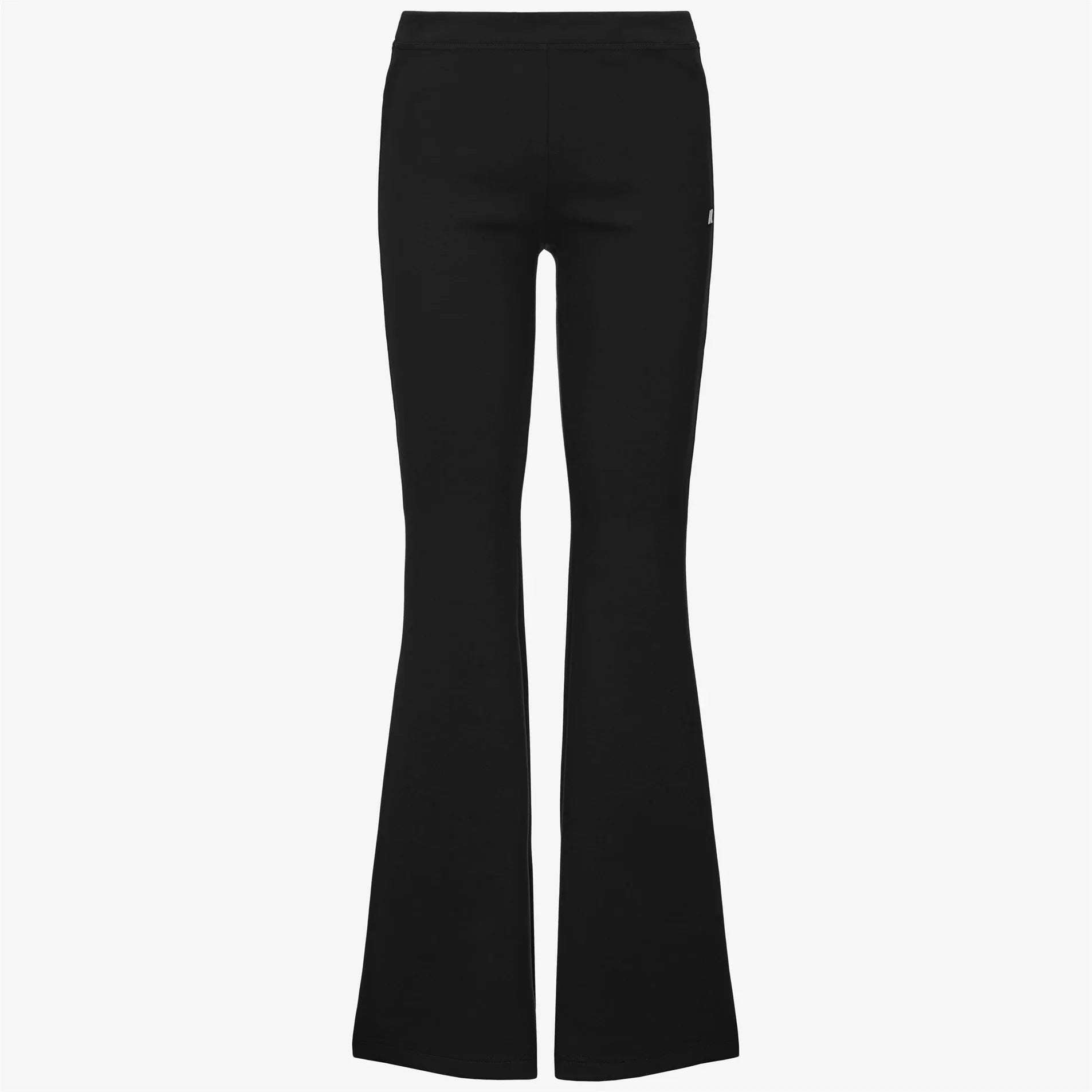 Pantaloni donna neri a zampa, stile elegante, vestibilità aderente, moda italiana