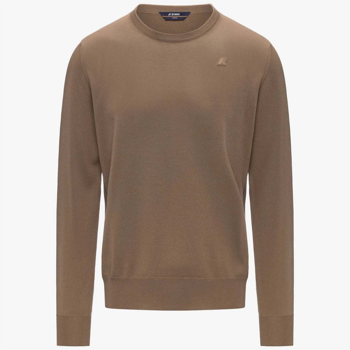 Maglione in lana merino Sebastien da uomo, colore Brown Cartouche - Logo patch