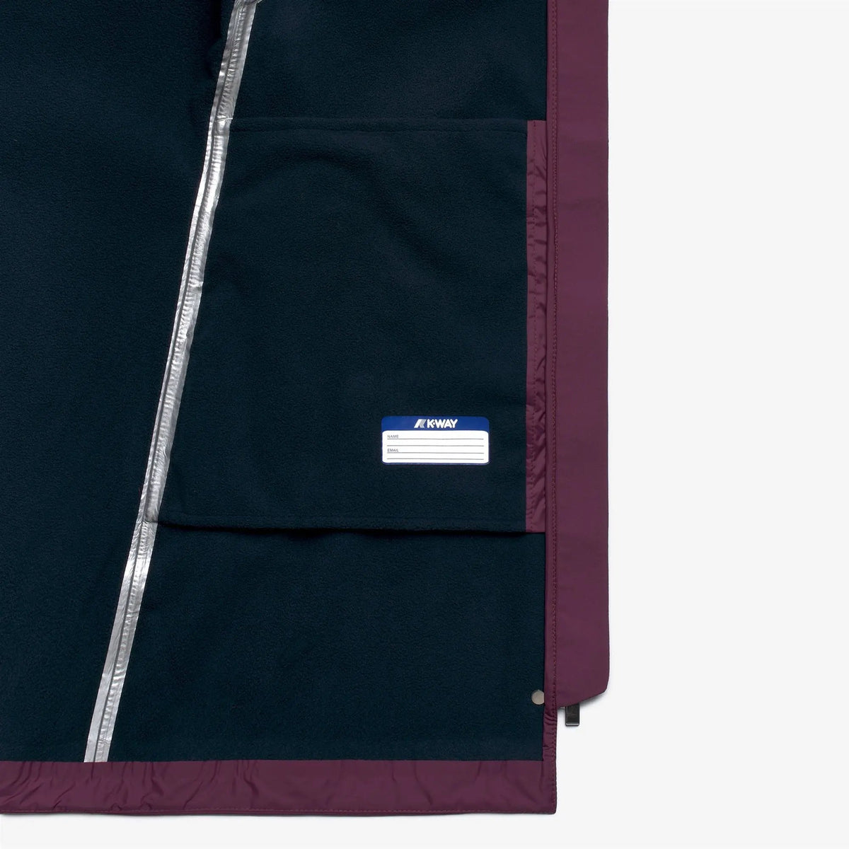 Giacca Mathy Bonded da donna, lunghezza 3/4, colore Violet Mauve Wine (codice D0R) - particolare finitura bonded