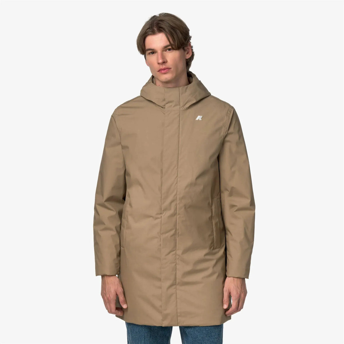 K-Way K4157FW 677 Trench Thomas Warm Micro Canvas Beige Khaki - Vista Frontale