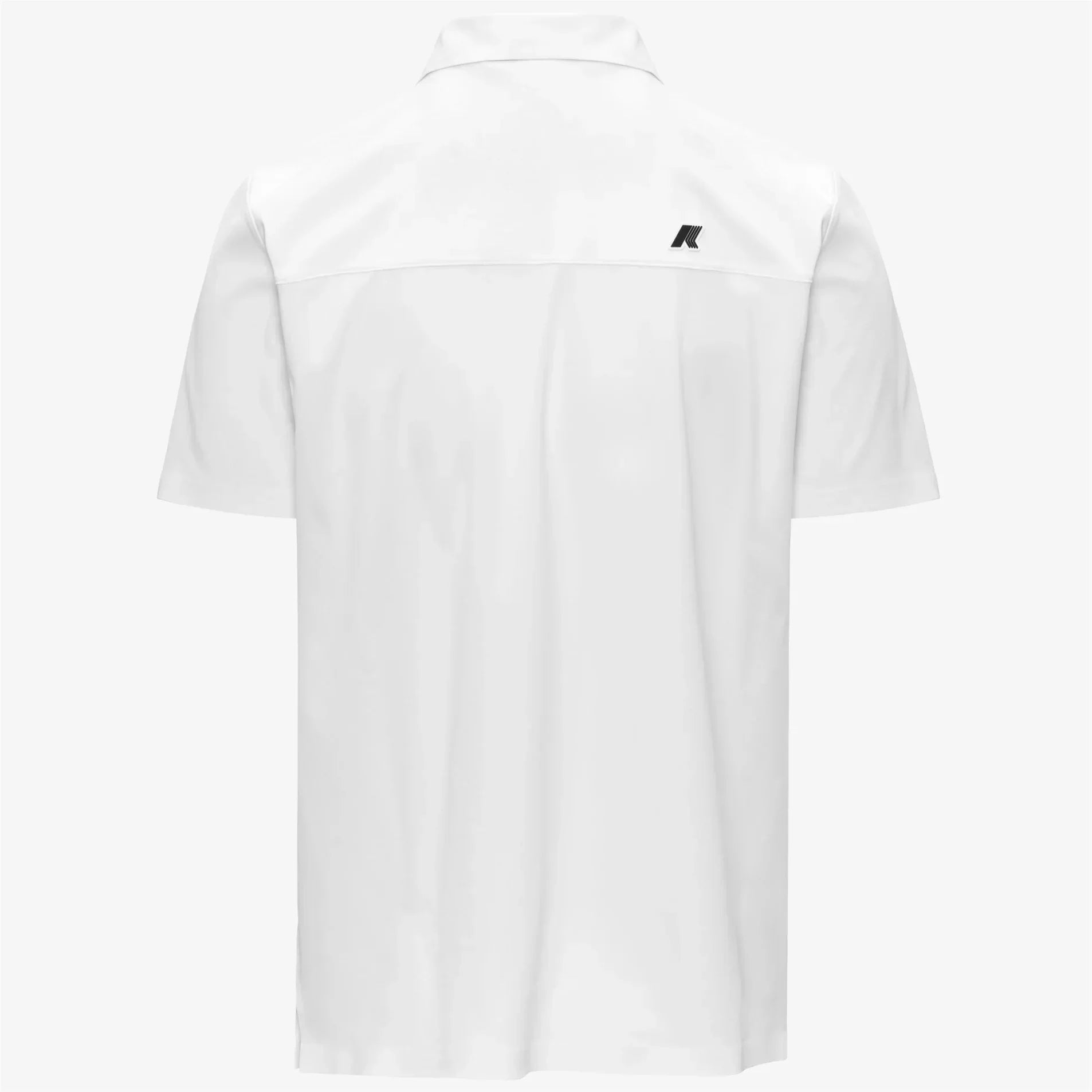 Camicia bianca uomo a maniche corte, retro con logo piccolo, stile elegante casual