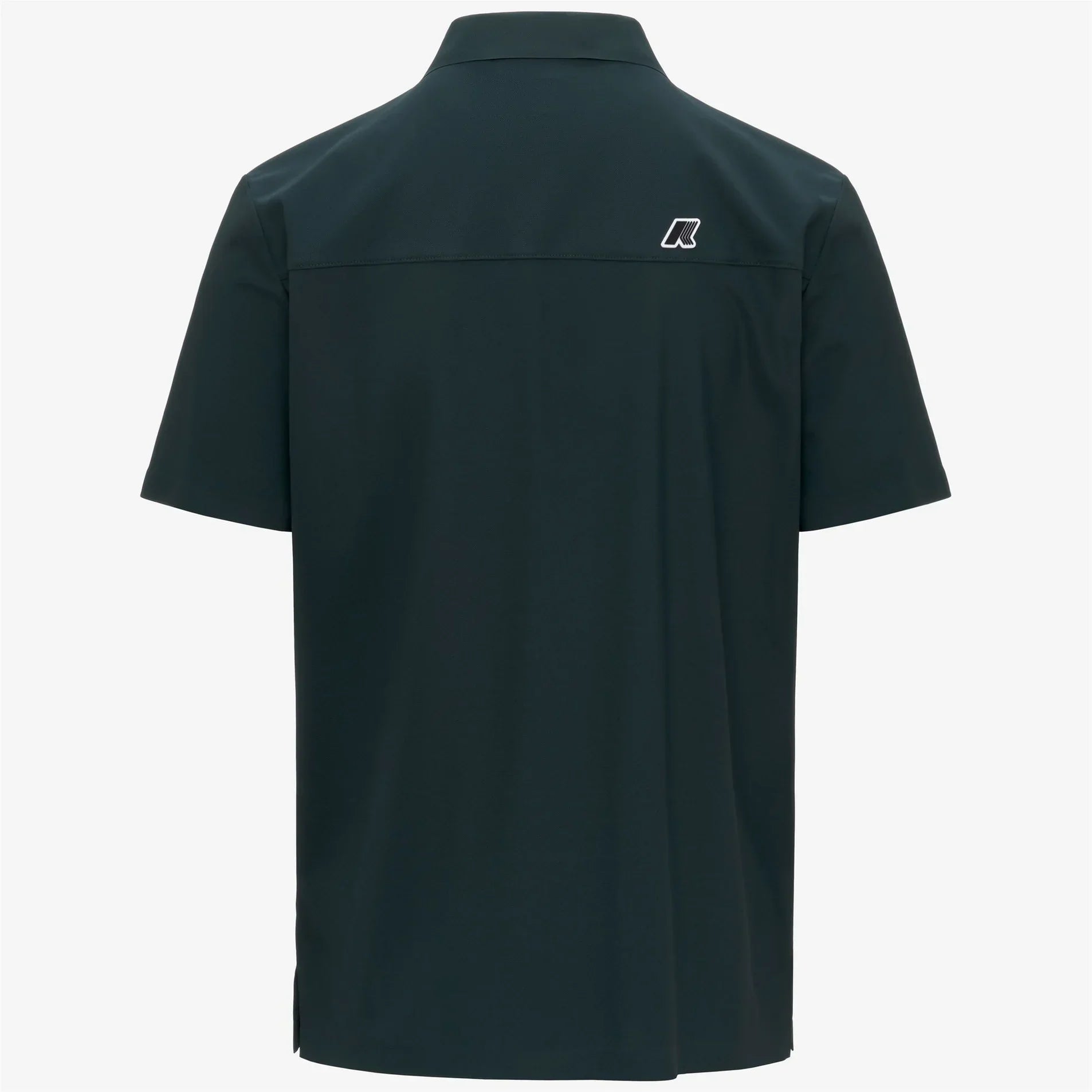 Camicia uomo manica corta nera, retro con logo applicato, stile casual elegante