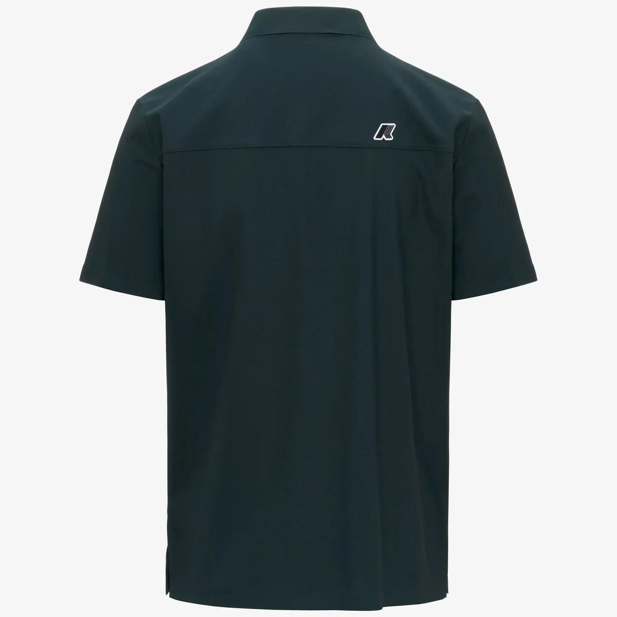 Camicia uomo manica corta nera, retro con logo applicato, stile casual elegante