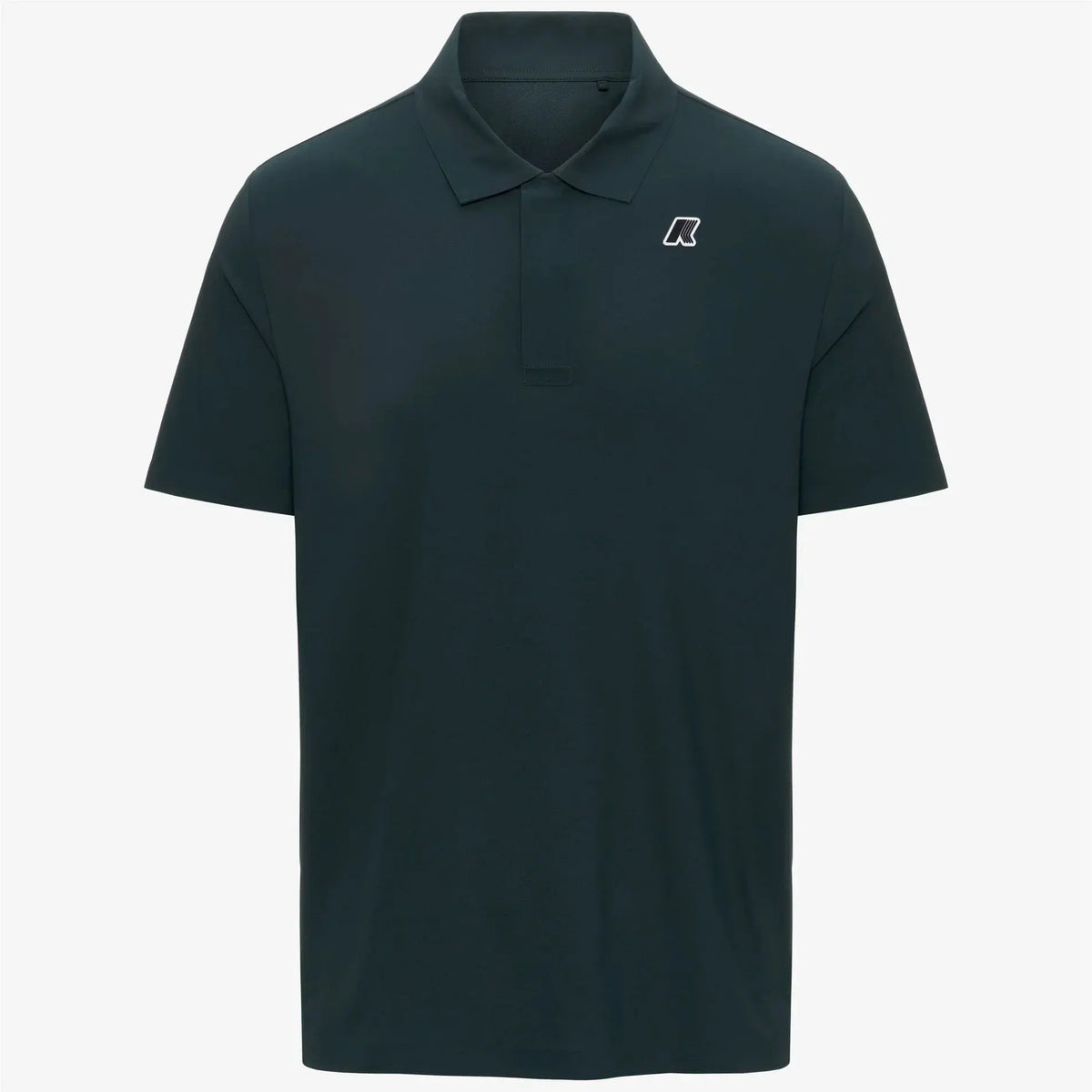 Polo uomo nera manica corta con logo bianco, moda casual elegante, sfondo neutro