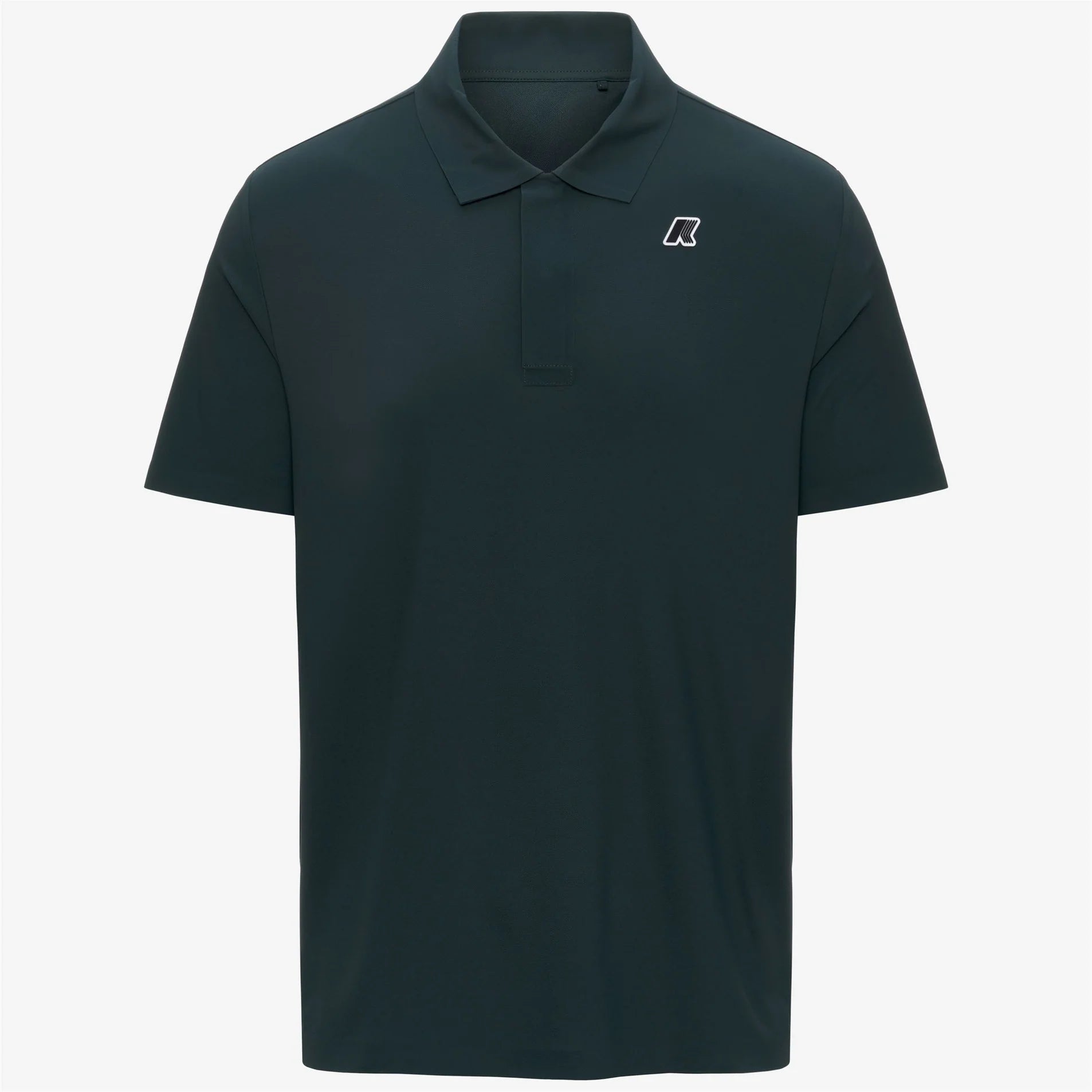 Polo uomo nera manica corta con logo bianco, moda casual elegante, sfondo neutro