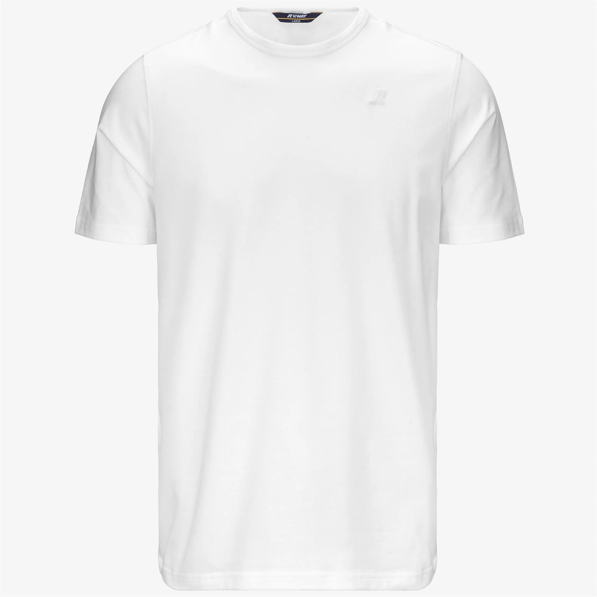 T-shirt uomo bianca a maniche corte in cotone, stile minimal, dettaglio logo tono su tono.