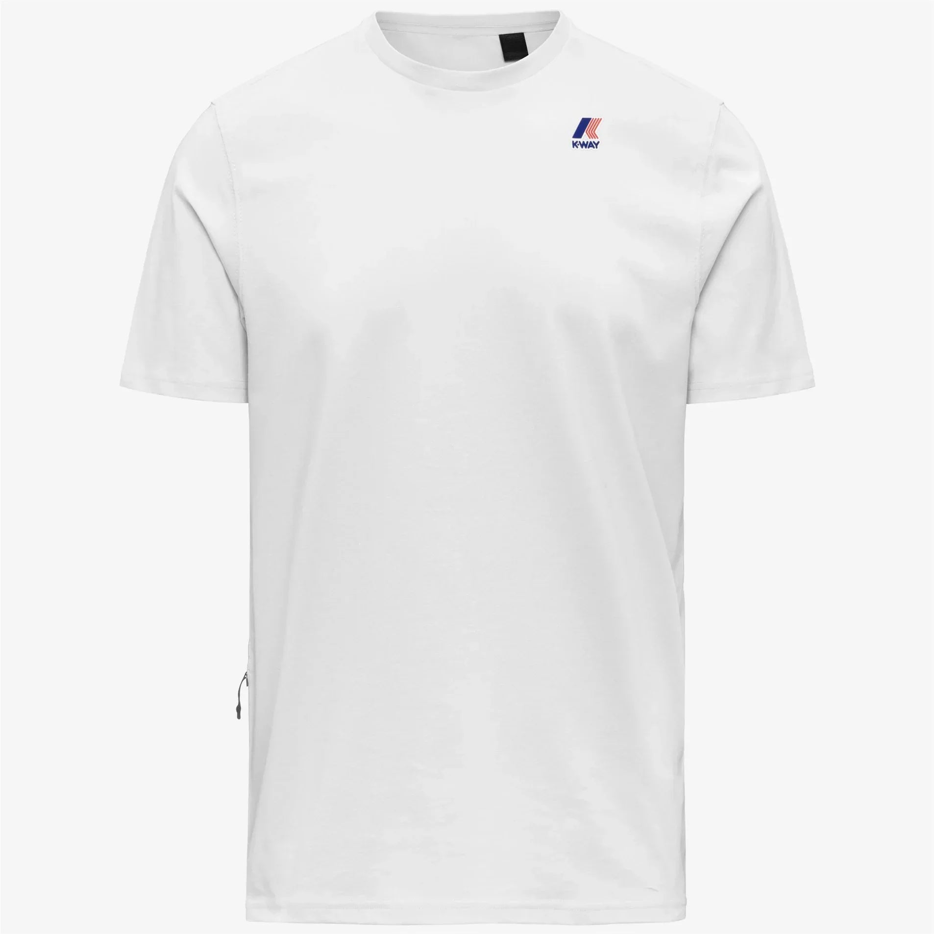T-shirt bianca uomo a manica corta con logo colorato sul petto, stile casual