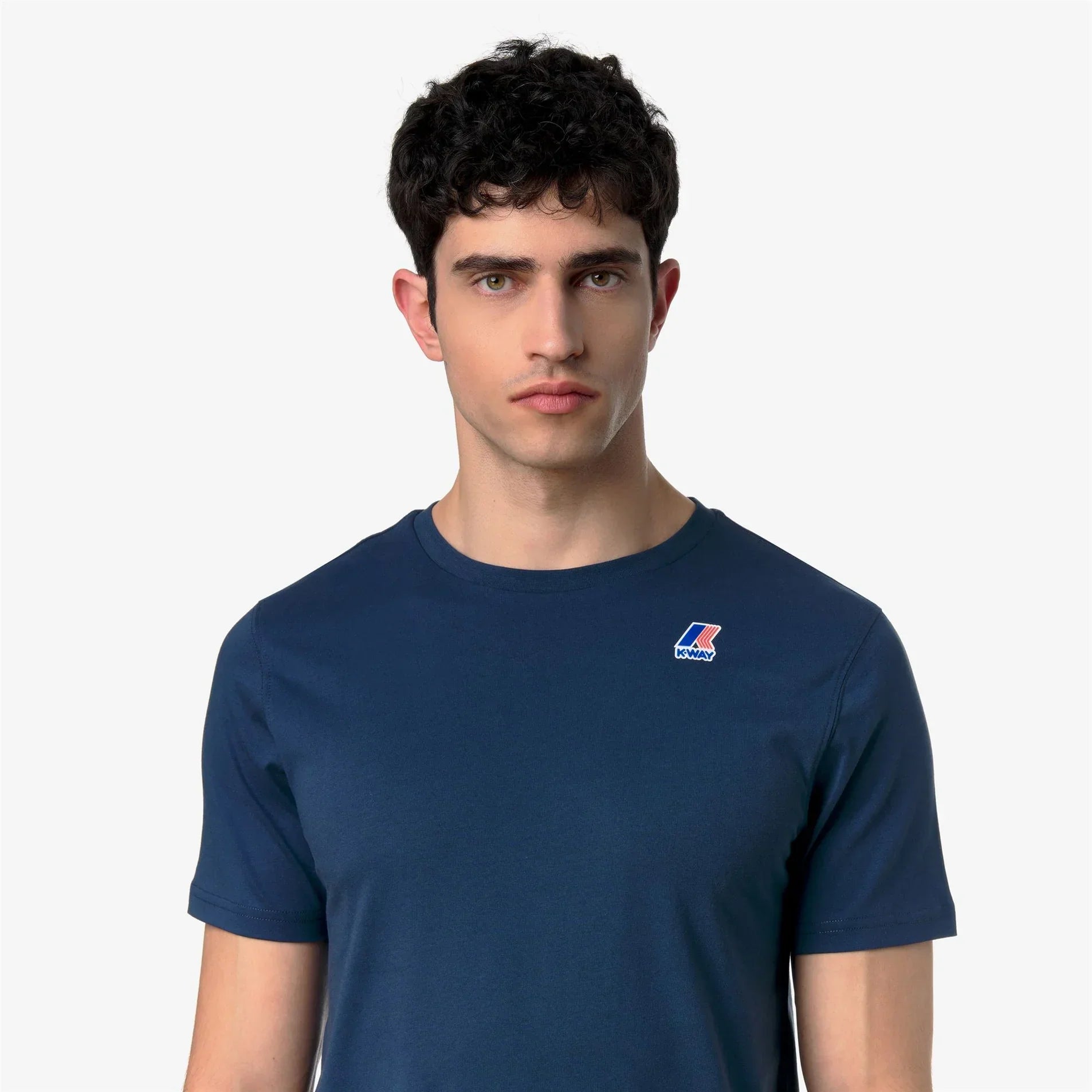 Maglietta uomo blu K-Way a maniche corte con logo, stile casual, moda uomo