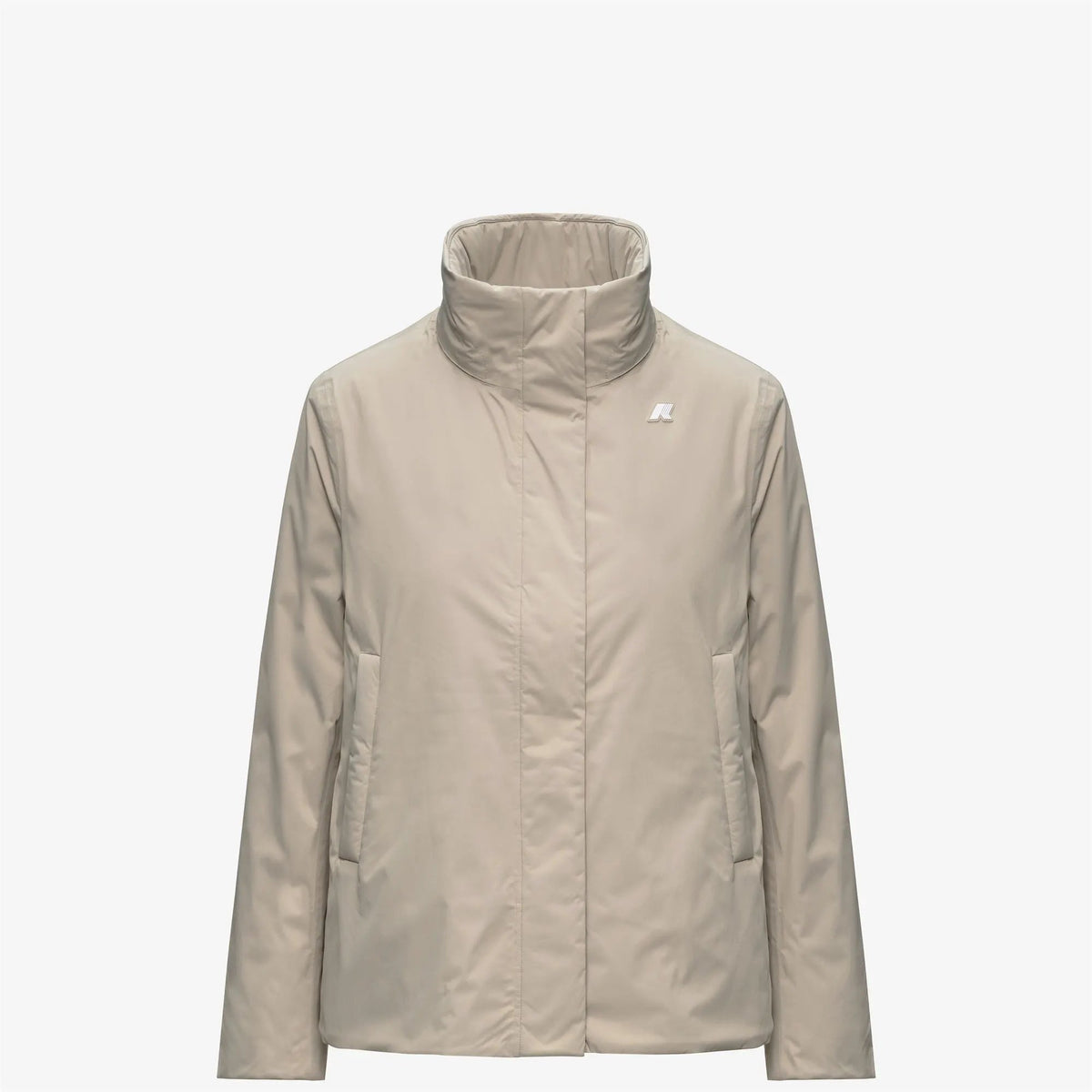 K-Way K8144BW DDB Marlette Twill Soft Beaver — dettaglio tessuto e profilo laterale beige cashmere (DDB)