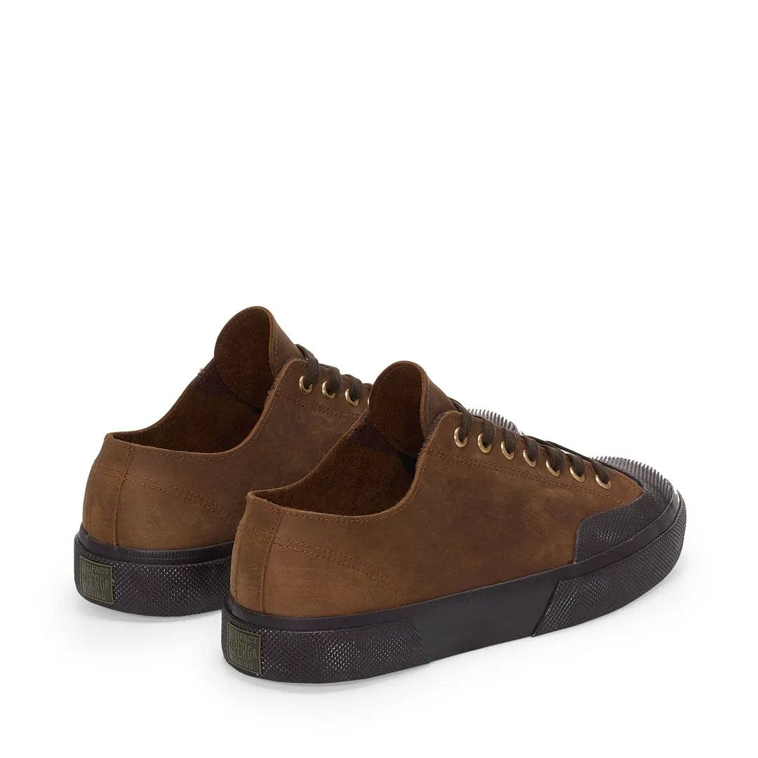 Sneakers Superga 2432 Works Crazy Horse Leather S21537W Brown Horse-Black - Vista Posteriore Dettaglio