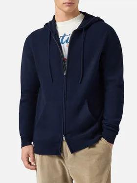SAINT BARTH Notting NOT0002 - Felpa con cappuccio in lambswool, colore Night Blue - vista frontale