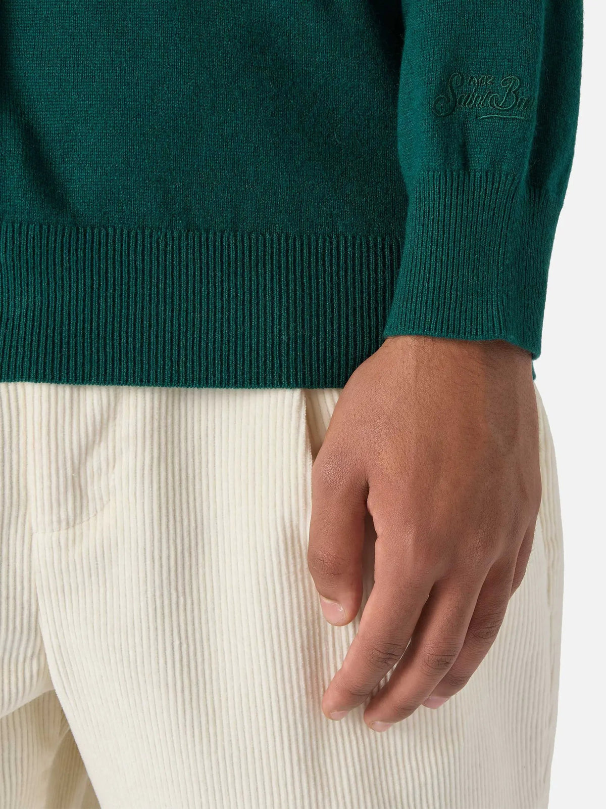 Maglione Regent Merino-Cashmere - Dettaglio girocollo a coste