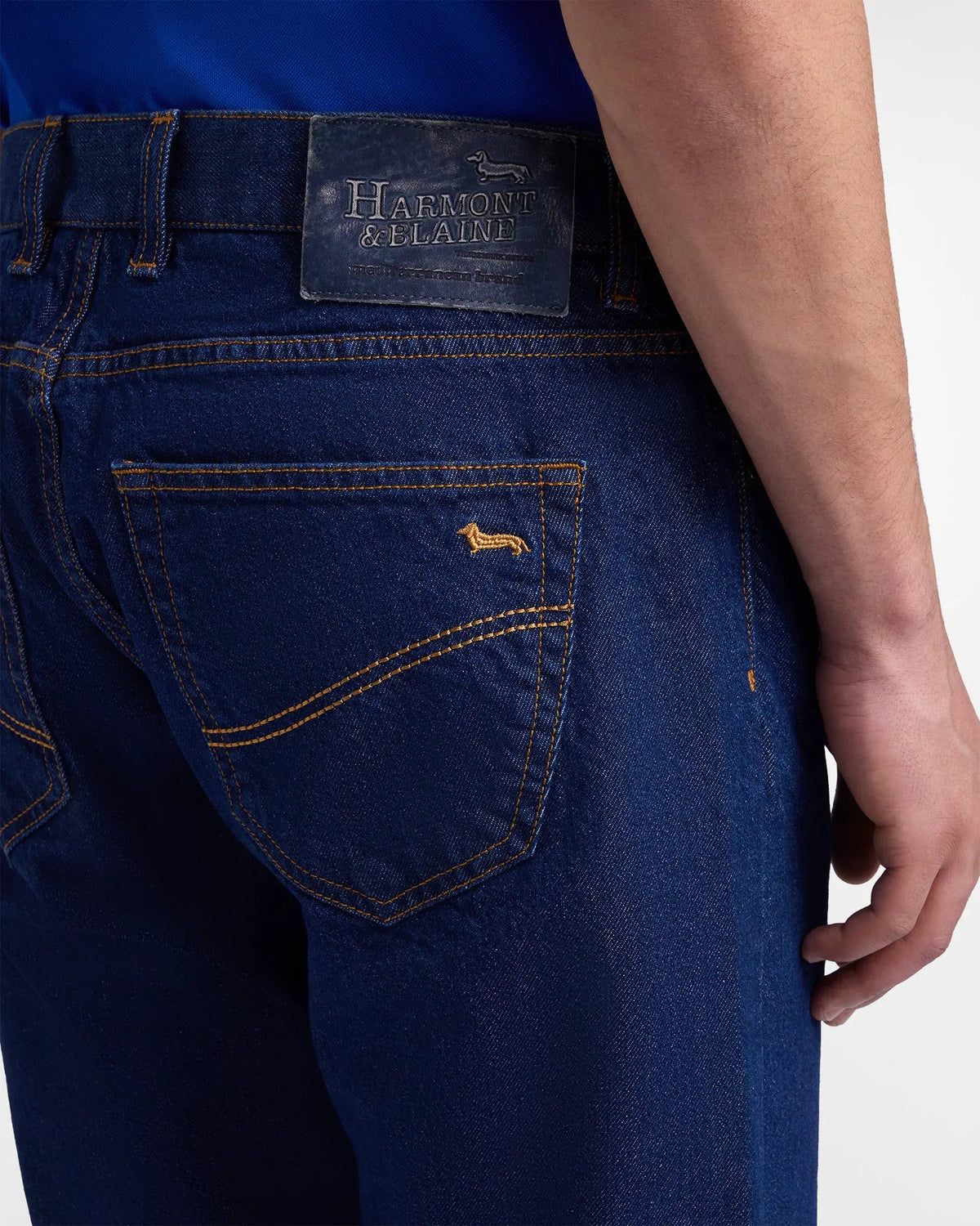 Pantaloni Harmont & Blaine Narrow Fit in denim blu - Vista laterale