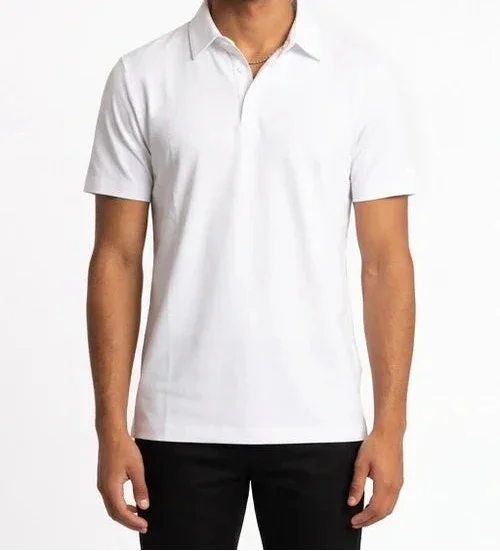 Polo uomo bianca manica corta, stile casual elegante, abbigliamento Made in Italy