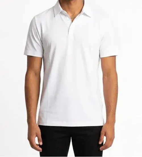 Polo uomo bianca manica corta, stile casual elegante, abbigliamento Made in Italy
