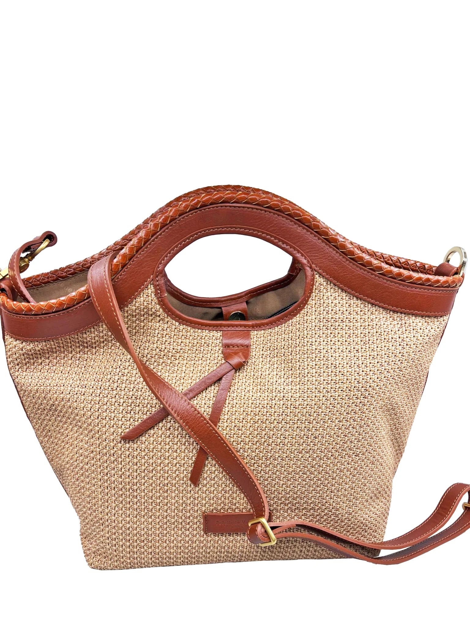 Pelletteria Veneta P26824-CUOI HAND BAG Large hand-woven straw bag and basin