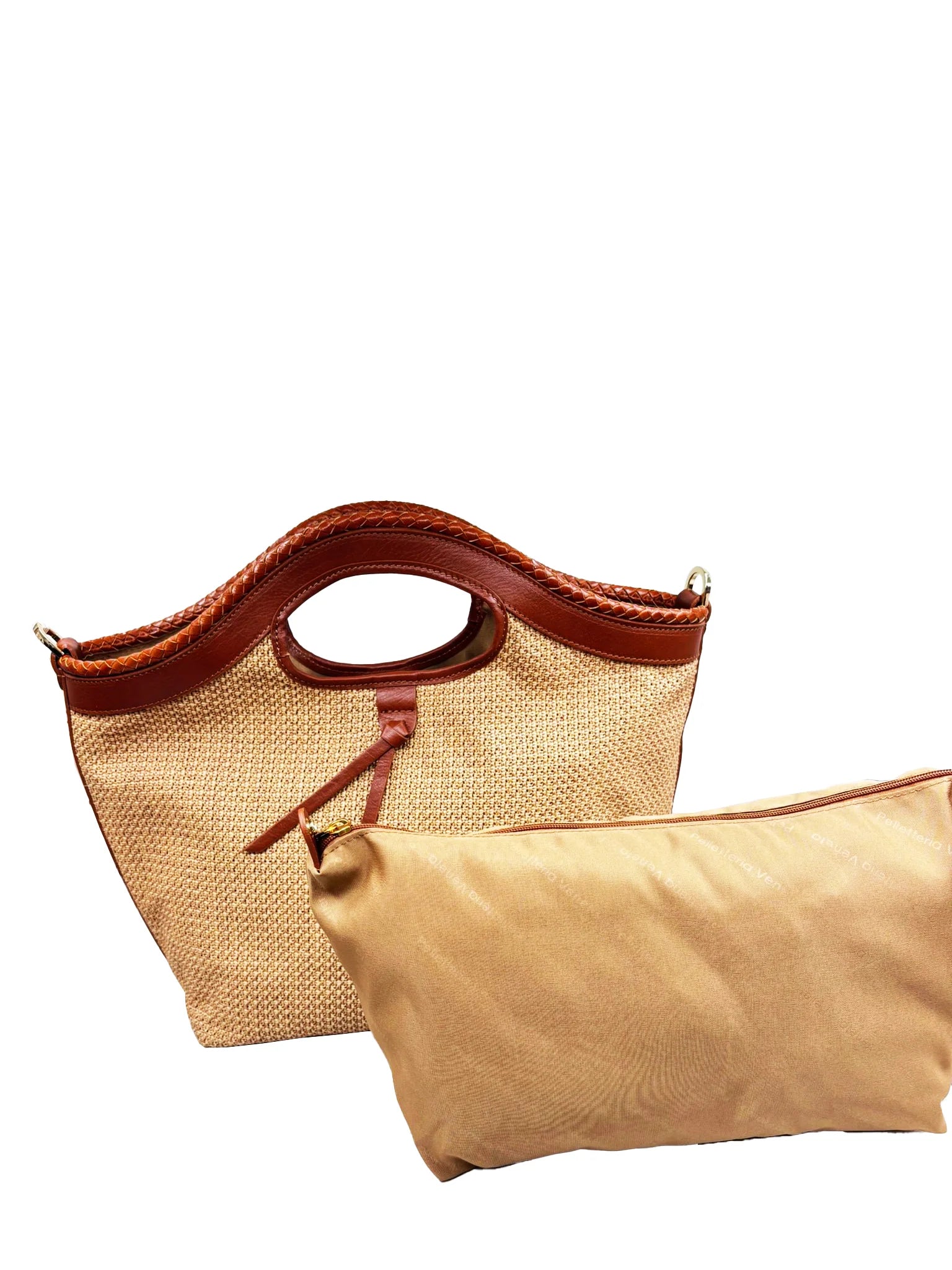 Pelletteria Veneta P26824-CUOI HAND BAG Borsa a mano grande in paglia intrecciata e vaschetta