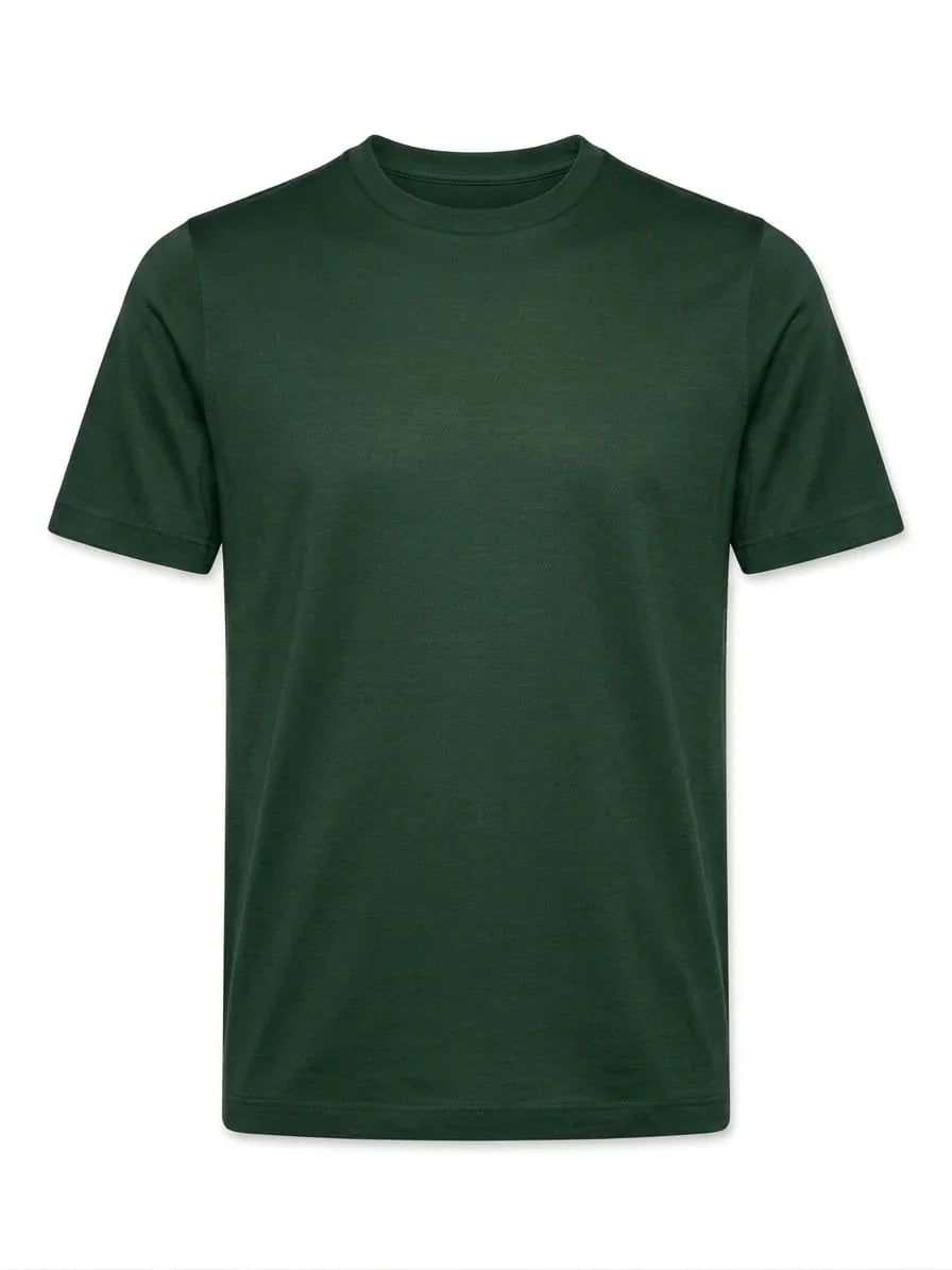 T-shirt verde scuro da uomo a manica corta, stile classico, abbigliamento casual