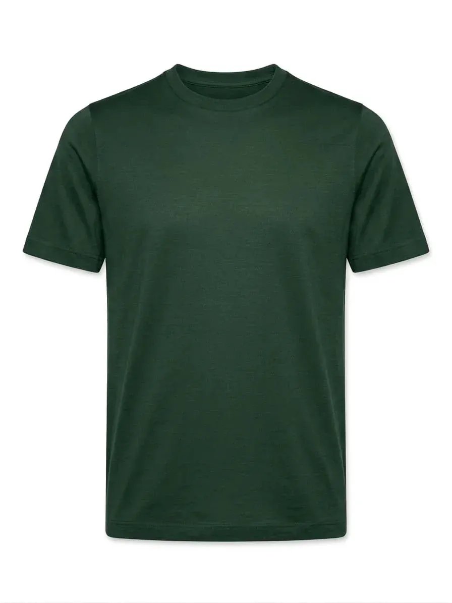 T-shirt verde scuro da uomo a manica corta, stile classico, abbigliamento casual