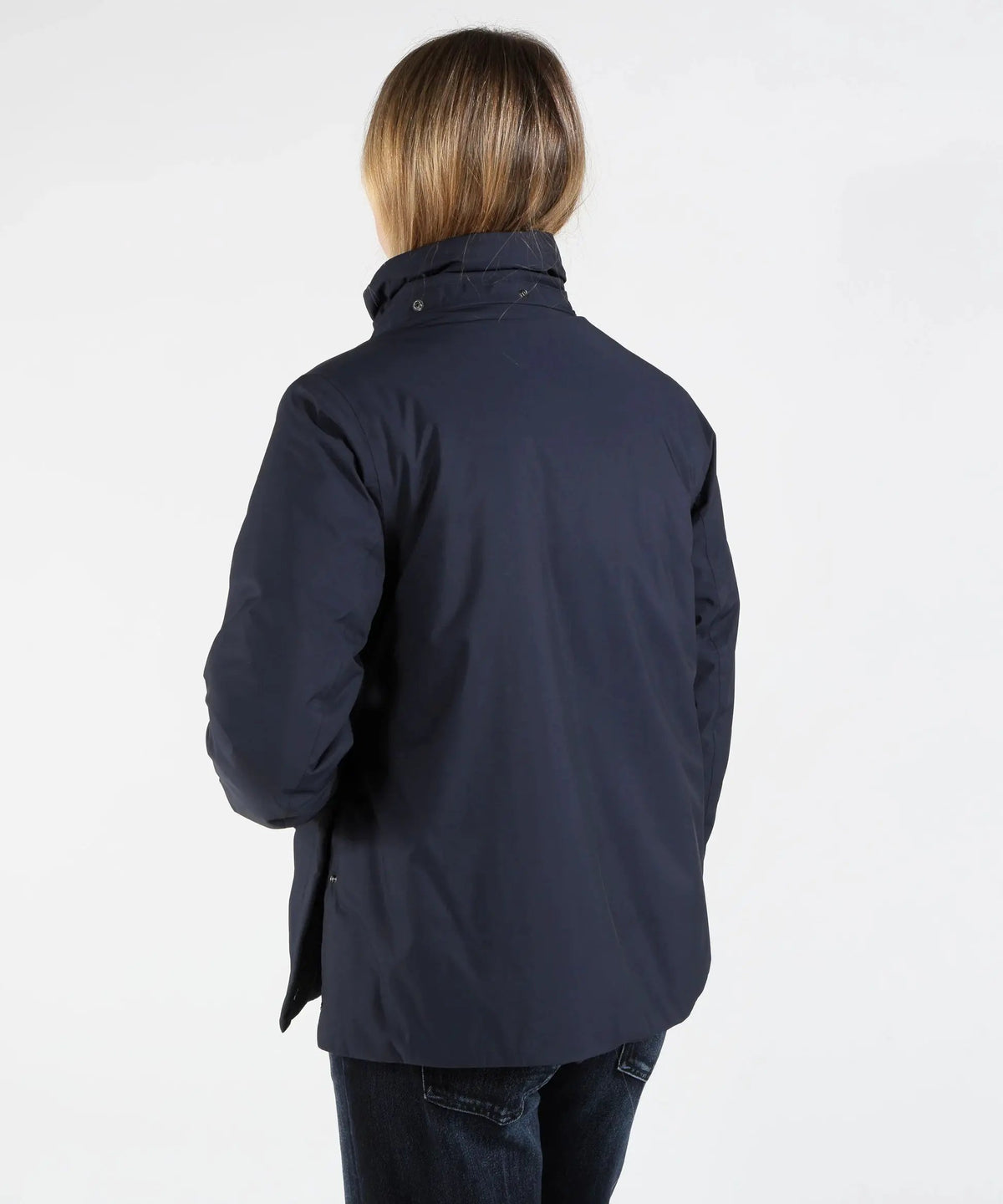 K-WAY K8144BW-DCA Marlette Twill Soft Beaver — tasche e dettagli finiture, colore Blue Depth - Grey