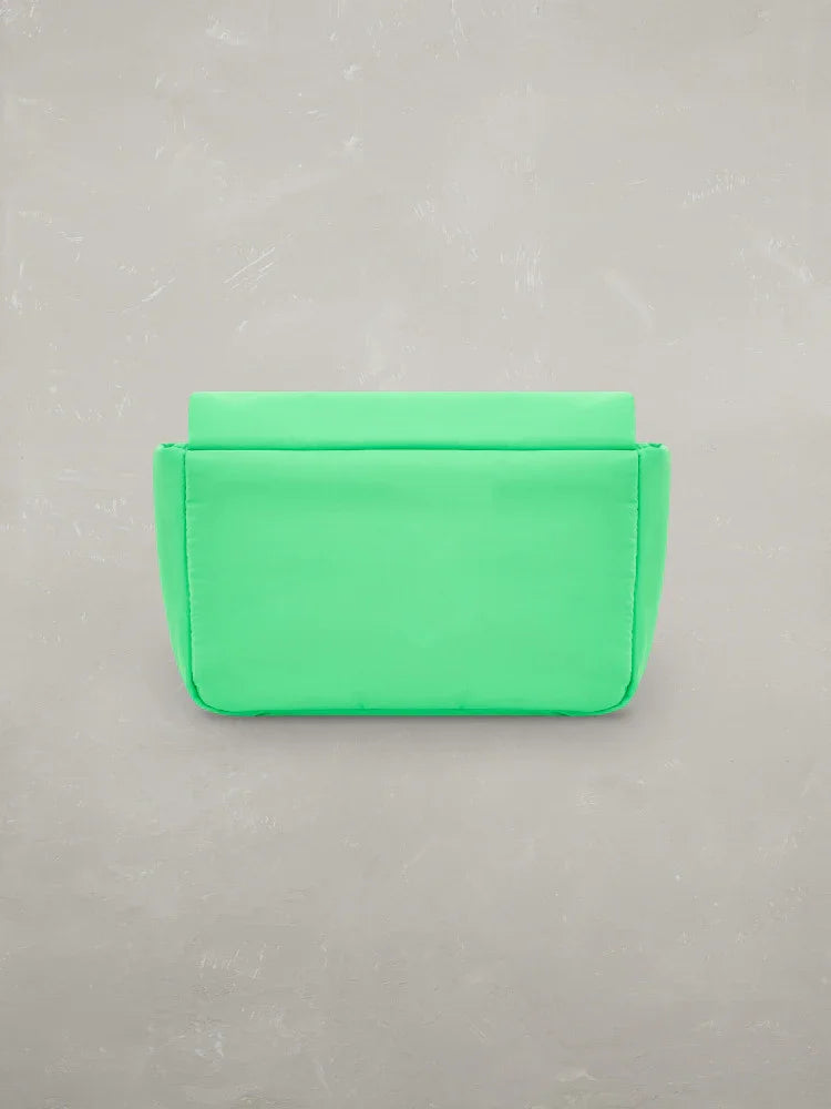 Pochette donna verde fluo in tessuto imbottito, stile moderno, accessori fashion