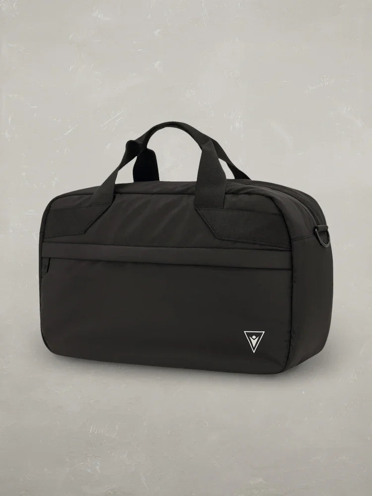 Borsone nero unisex con manici, design minimal, ideale per viaggio o sport