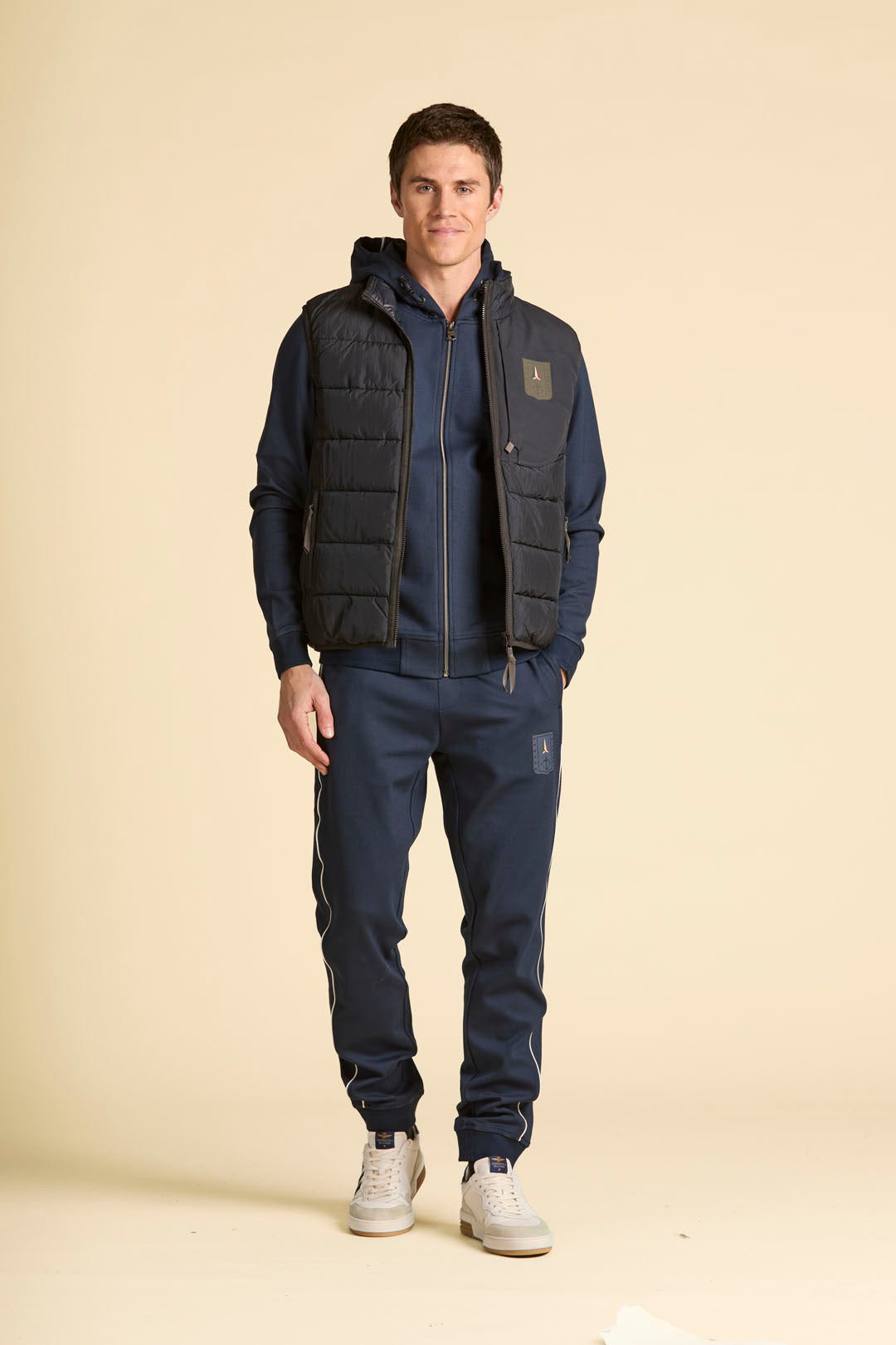 AERONAUTICA MILITARE PF1004UF00667 08184 SWEAT PANT INTERLOCK CON PATCH E PIPING - Atelier Fratelli Carbè