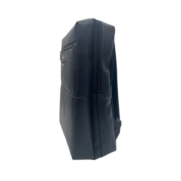 Zaino blu scuro uomo in pelle con zip e tasca frontale, design moderno