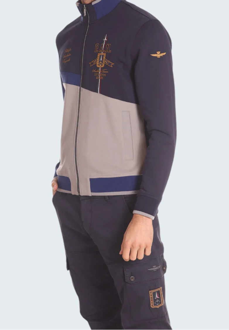 AERONAUTICA MILITARE FE1945F564 94564 SWEAT SHIRT FELPA CENTRO SPORTIVO DARK BLU STONE GREY - Atelier Fratelli Carbè