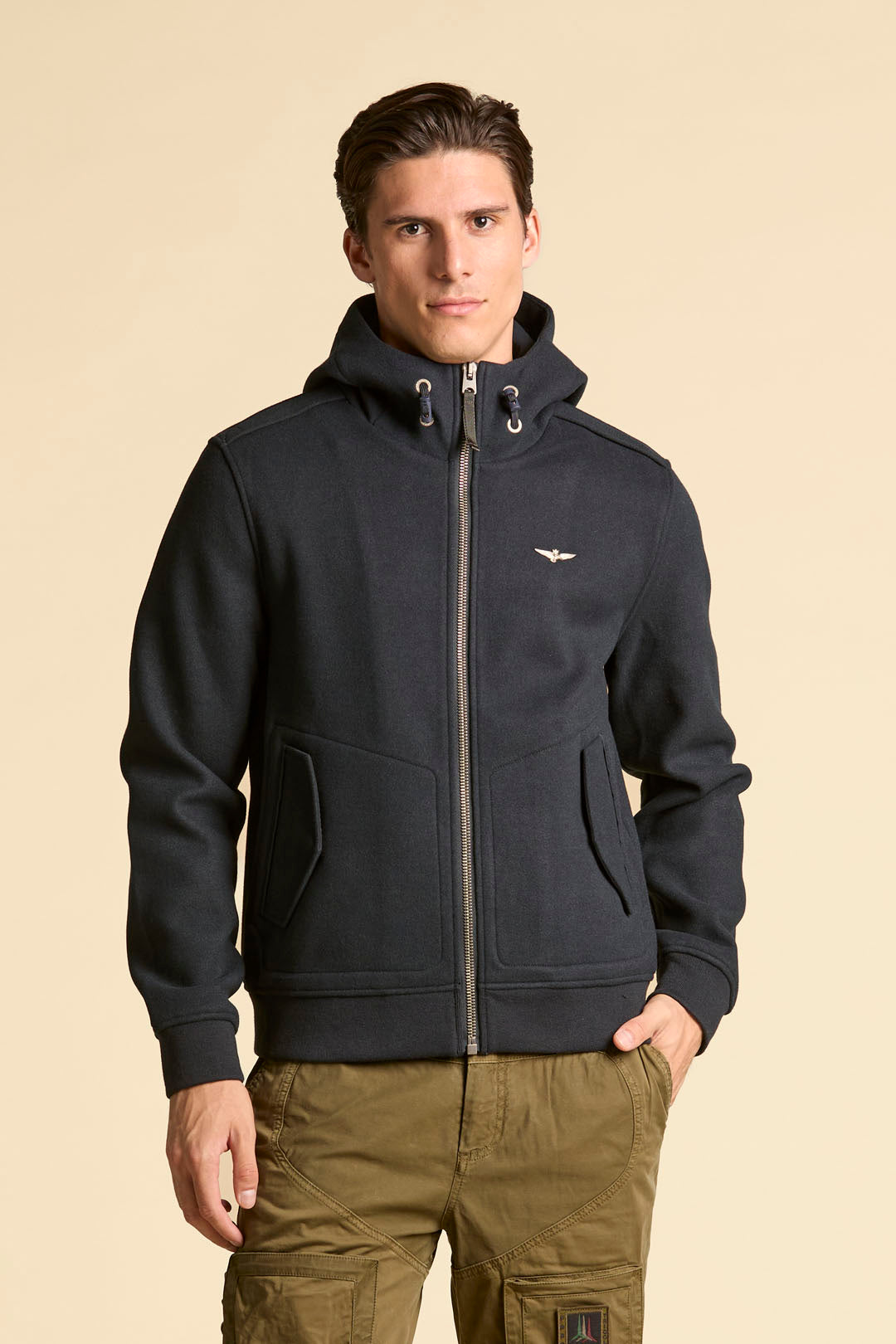 AERONAUTICA MILITARE AM1381UL00902 08395 BLOUSON JACKET GIACCA CON CAPPUCCIO MISTO LANA - Atelier Fratelli Carbè