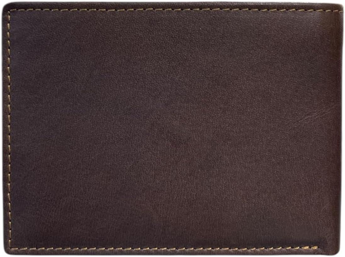 Portafoglio uomo in pelle nera con cuciture a vista, accessorio elegante