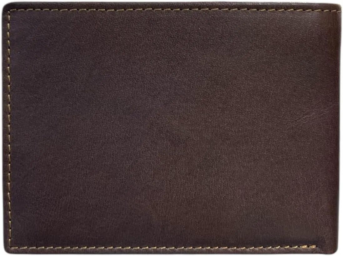 Portafoglio uomo in pelle nera con cuciture a vista, accessorio elegante