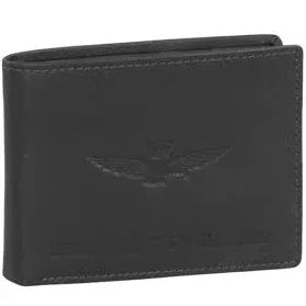 Portafoglio uomo nero in pelle con logo inciso, stile elegante, accessorio moda uomo