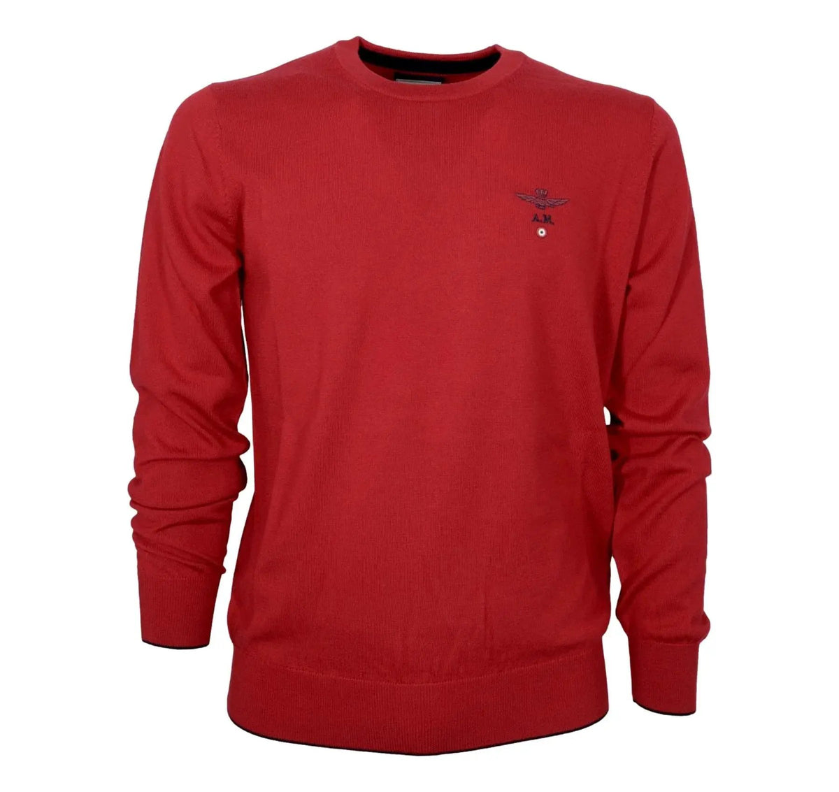 Maglione uomo arancione mélange, girocollo, in lana merino, logo ricamato sul petto