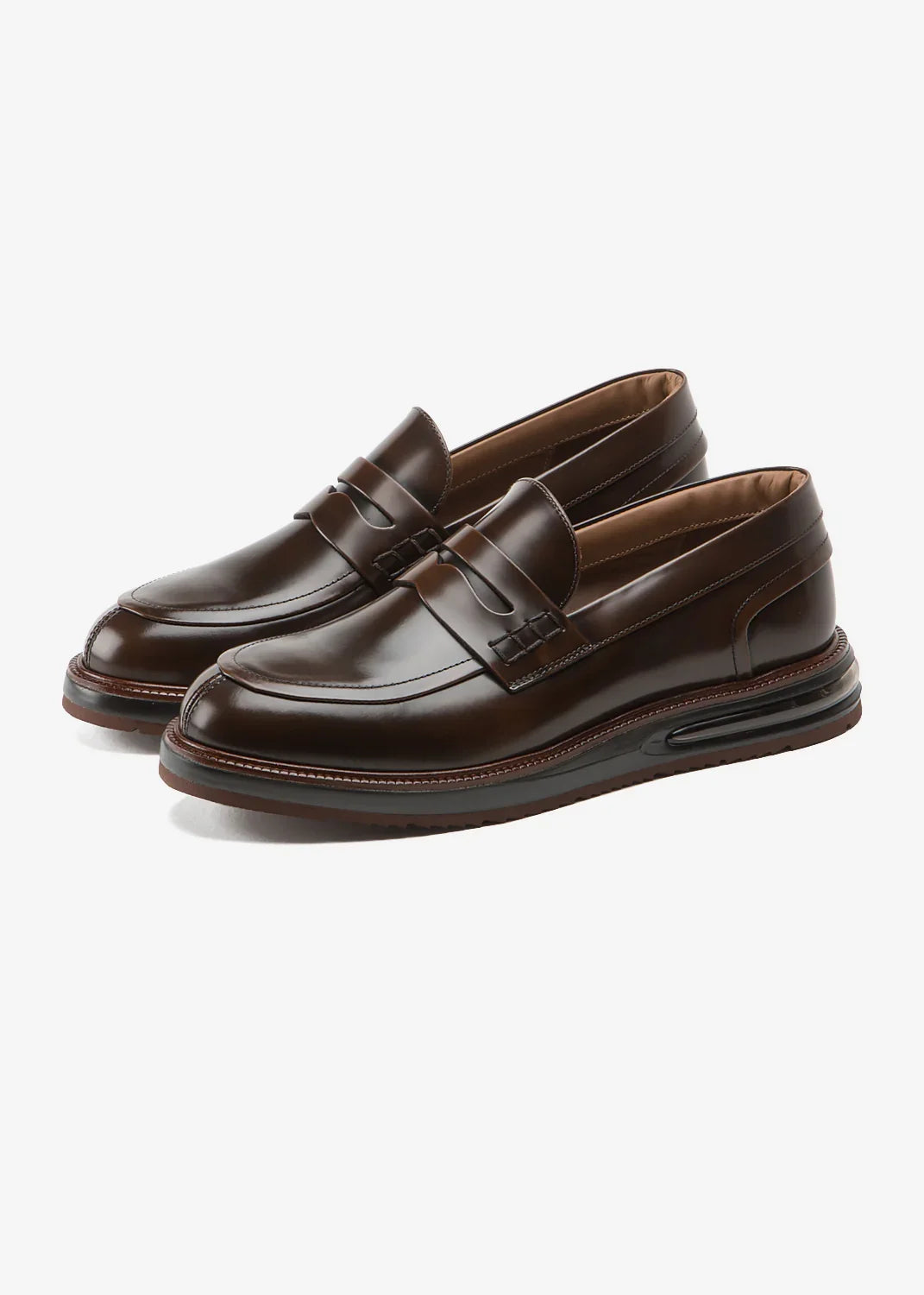 Mocassini uomo in pelle marrone con suola moderna, calzature eleganti per uomo