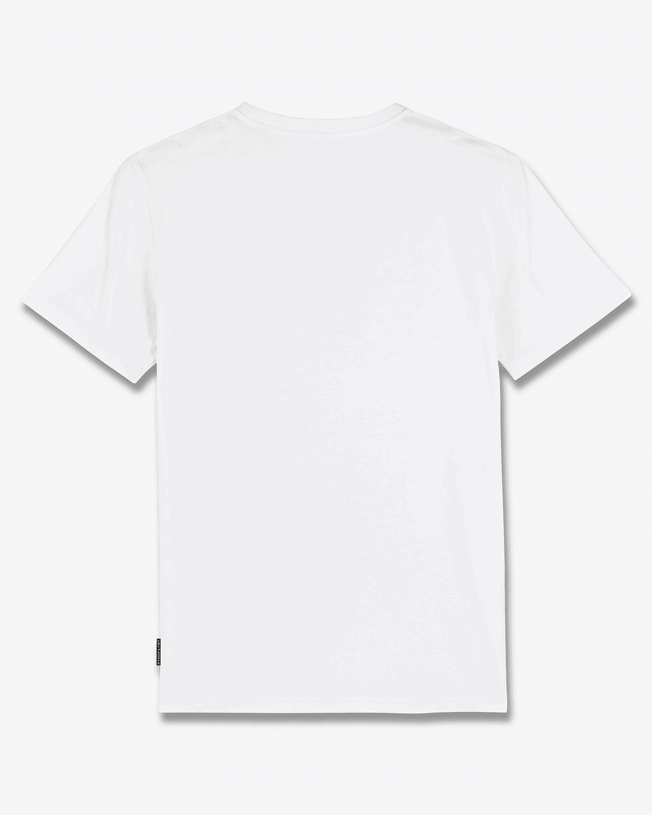T-shirt bianca da uomo in cotone biologico, maniche corte, vista posteriore