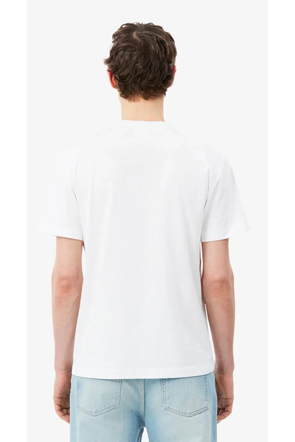 t-shirt uomo bianca manica corta vista retro, abbigliamento casual estivo