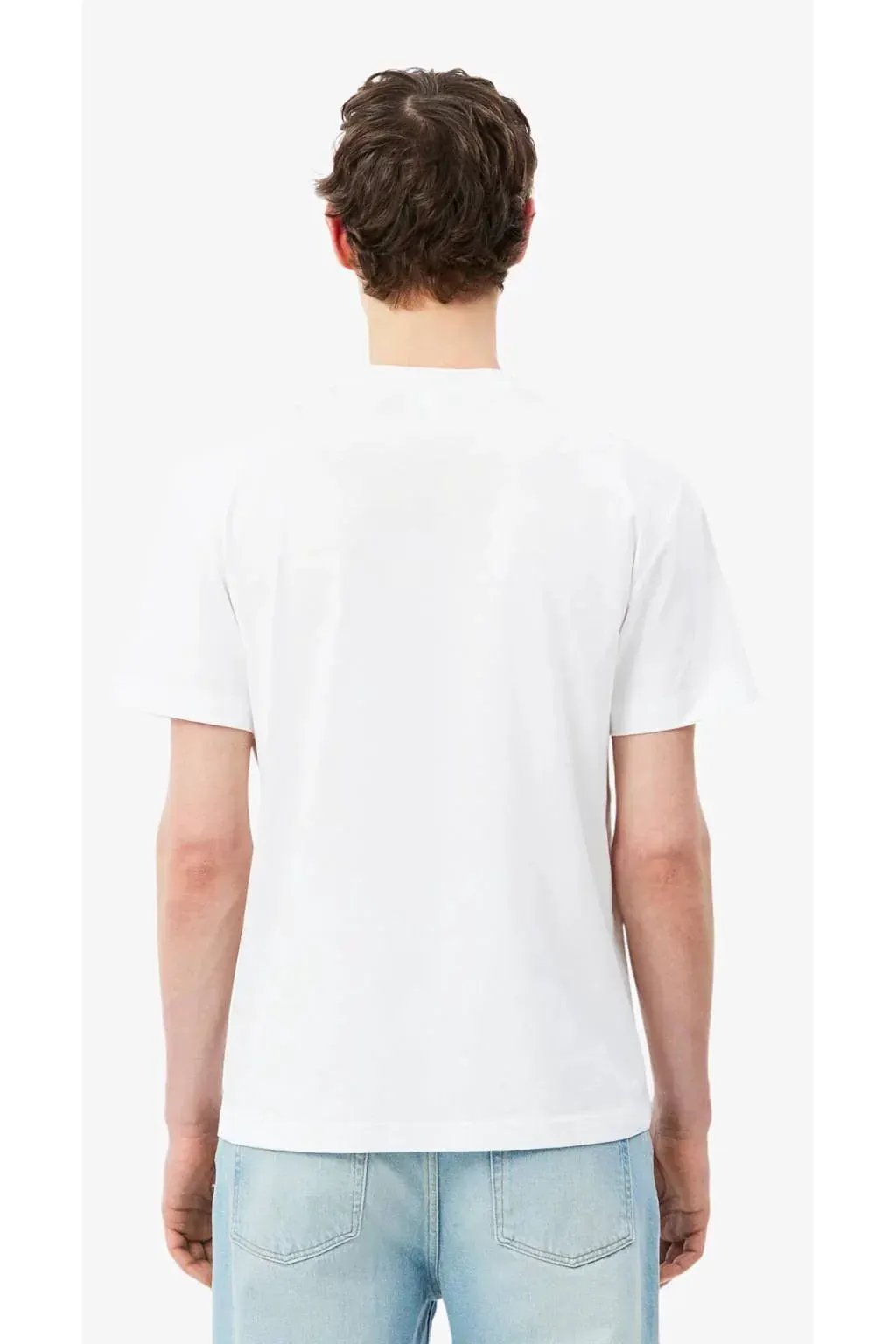 t-shirt uomo bianca manica corta vista retro, abbigliamento casual estivo