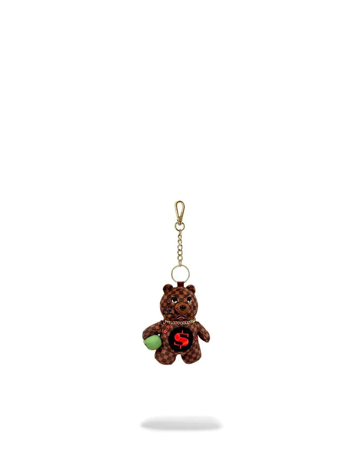 SPRAYGROUND K9594 KEYCHAIN SIP WTF BUBBLY BROWN CHECK BEAR