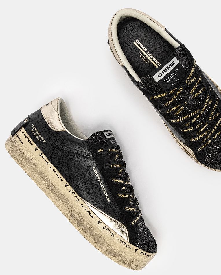 CRIME LONDON 25074AA8 20 DISTRESSED PLATFORM BLACK DUSK - Atelier Fratelli Carbè
