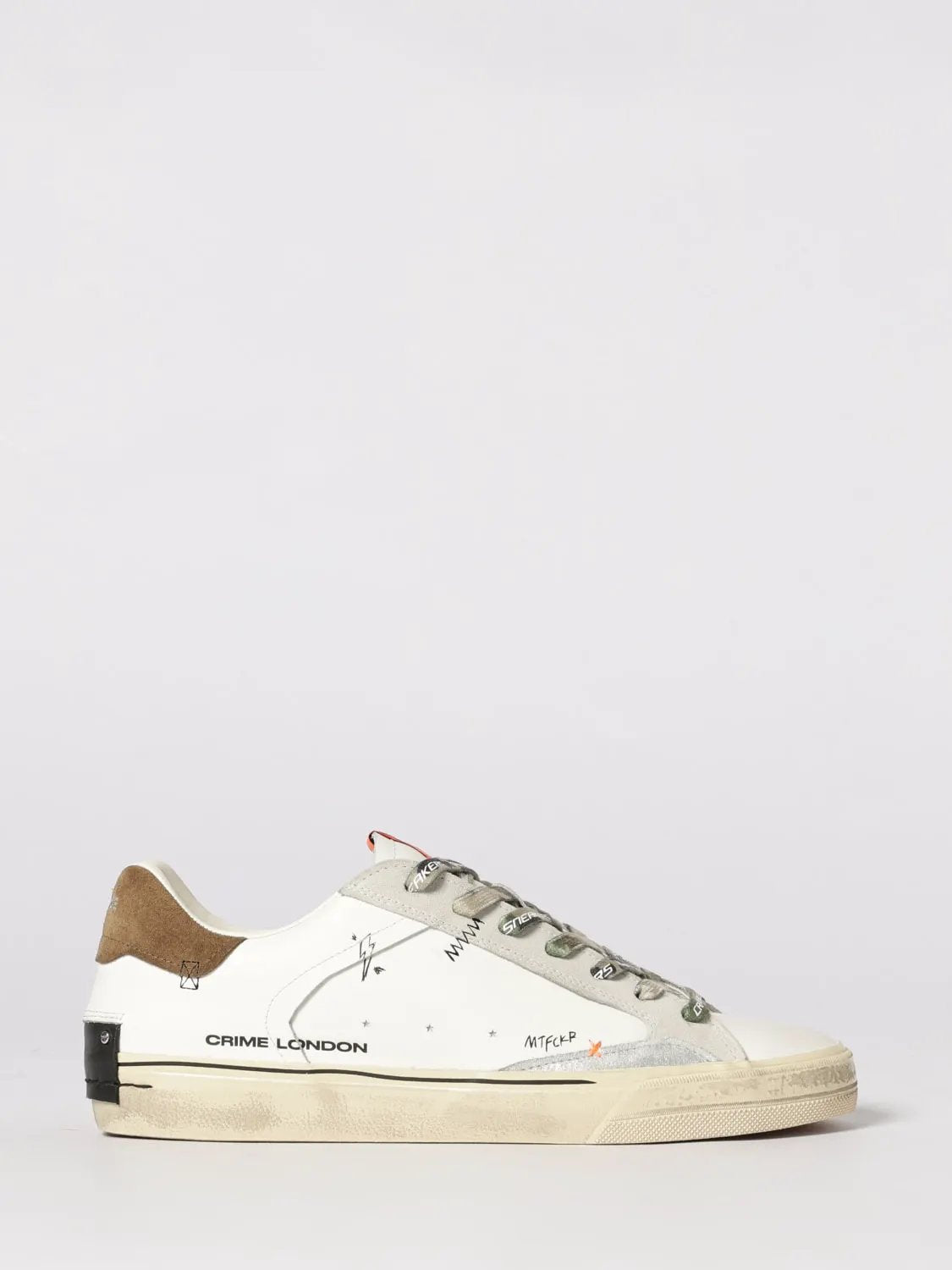 Crime London Sneaker Distressed 19071PP8.10 Bianco Cuoio - Vista Laterale