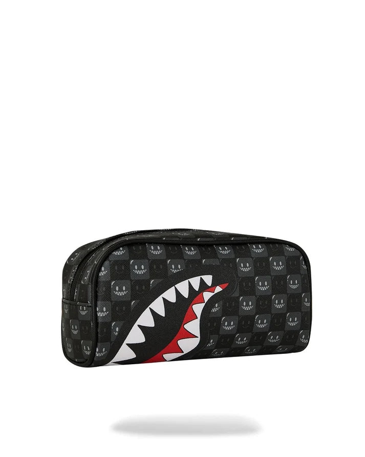 SPRAYGROUND B9316 CLUTCH SHARKS IN PARIS WTF BUBBLY BLACK CHECK POUCH