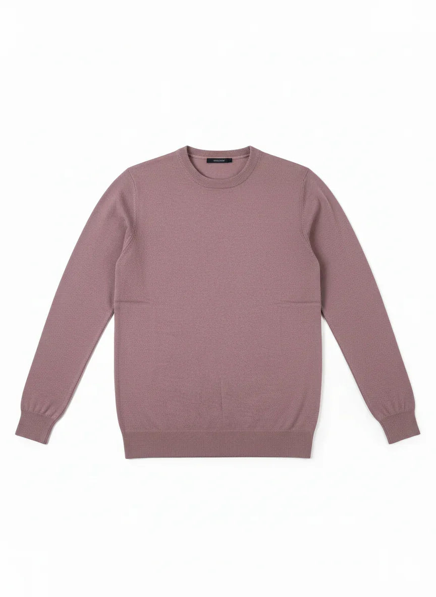 Maglione uomo rosa cipolla a girocollo, maniche lunghe, stile casual elegante