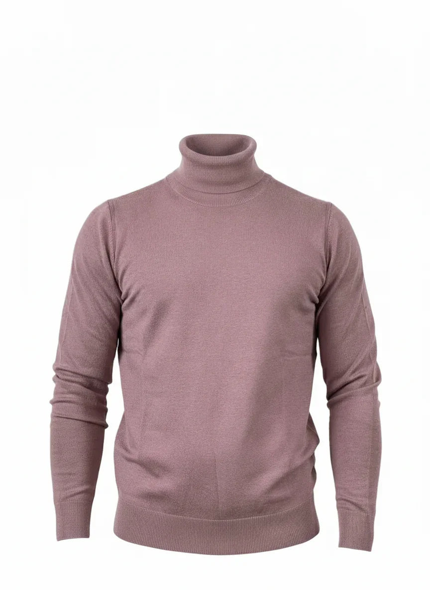 Maglione dolcevita uomo color cipolla a manica lunga, stile elegante invernale