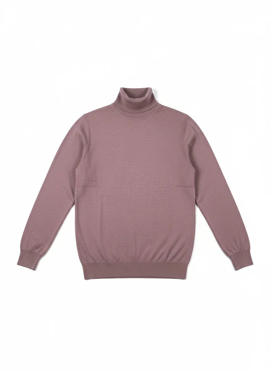 Maglione dolcevita uomo color cipolla in maglia fine, manica lunga, stile elegante