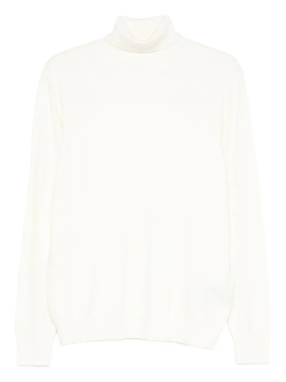 Maglione dolcevita uomo in maglia color panna, maniche lunghe, stile minimal.