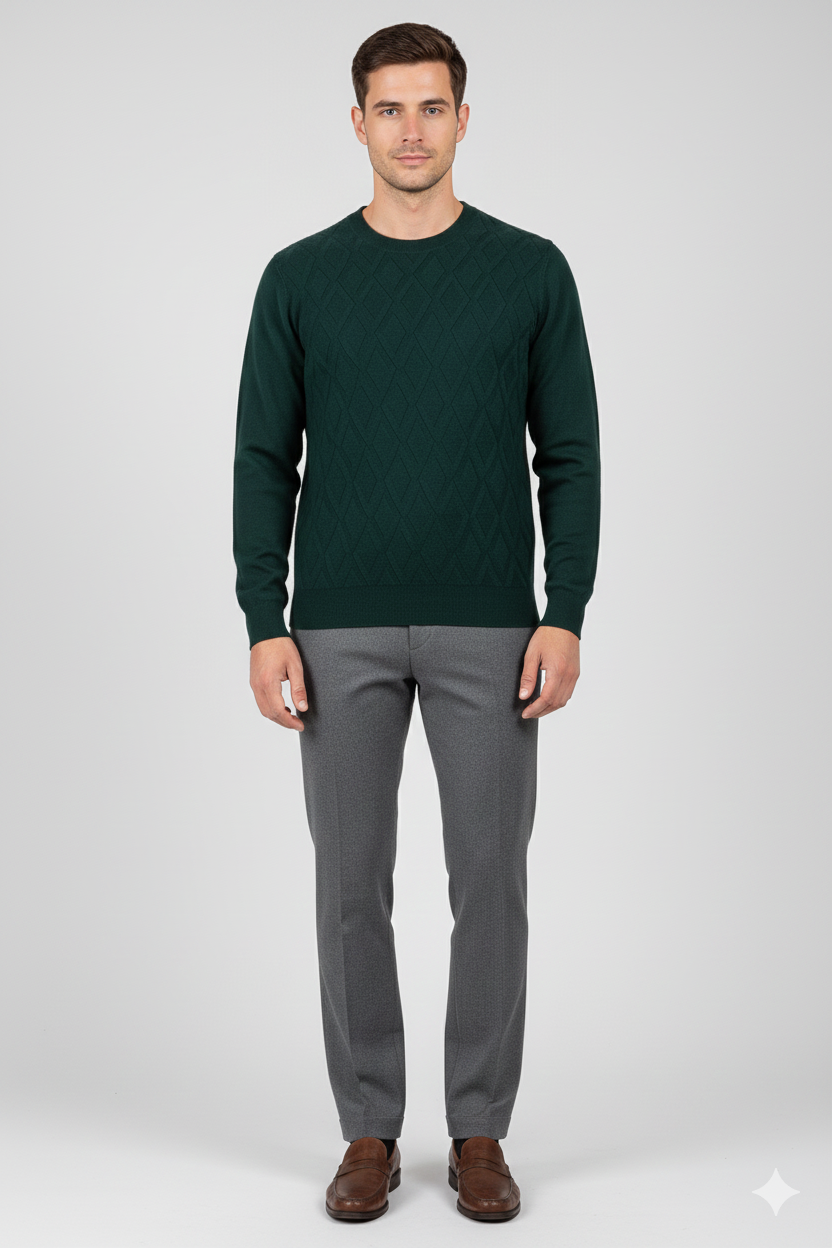 DIKTAT DK97025 VERDE BOSCO KNIT MAGLIA INTERSI T.U - Atelier Fratelli Carbè
